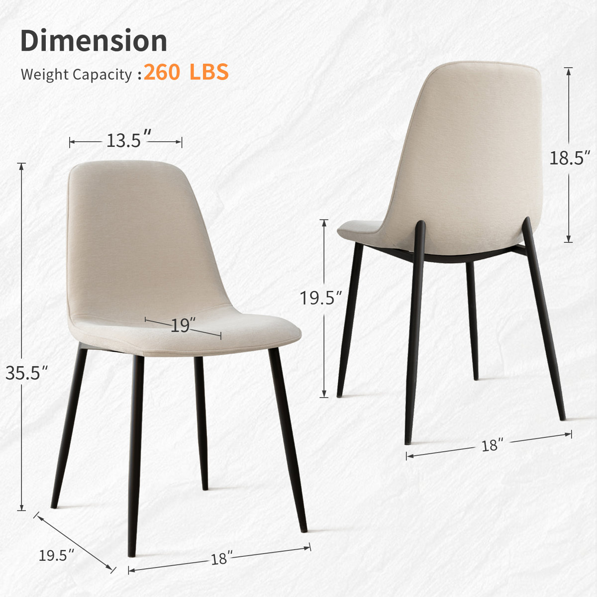Brookelyne Upholstered Fabric Side Chair Dining Chair (Set of 4)